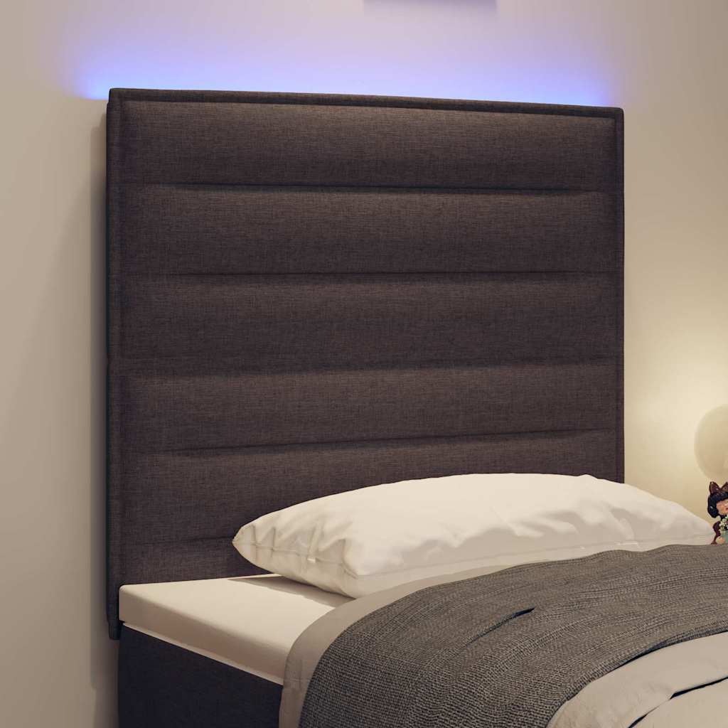 LED Headboard with LED Strip Lights Dark brown 100 cm Fabric